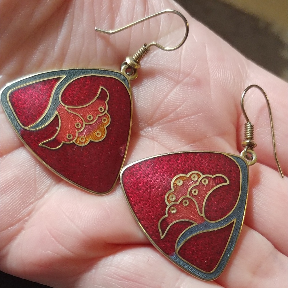 Vintage!!! Roman Enamel Earrings